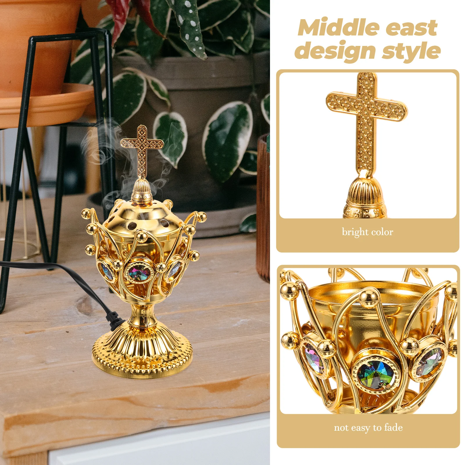 Metal Incense Burner Electric Censer Decorative Bakhoor Plug Insence Holder Aroma Vintage Home Office Yoga Teahouse Middle East
Metal Incense Burner Electric Censer Decorative Bakhoor Plug Insence Holder Aroma Vintage Home Office Yoga Teahouse Middle East