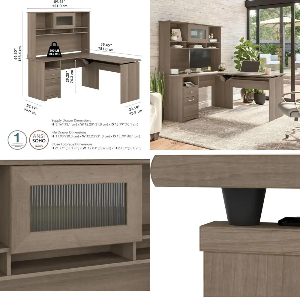 L-образный стол для работы сидя и стоя, 60 Вт, 3 положения, с надстройкой, цвет: серый ясень
L-образный стол для работы сидя и стоя, 60 Вт, 3 положения, с надстройкой, цвет: серый ясень