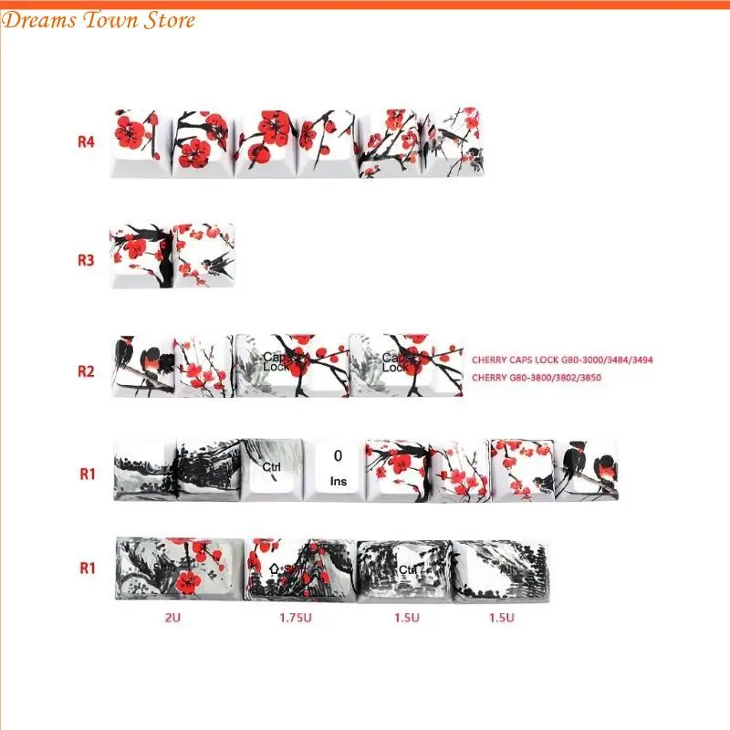 HX6A Mechanical Keyboard 128 Keys Cherry Profile DYE-Sub Botanical Plum Blossom Theme PBT Keycap
HX6A Mechanical Keyboard 128 Keys Cherry Profile DYE-Sub Botanical Plum Blossom Theme PBT Keycap