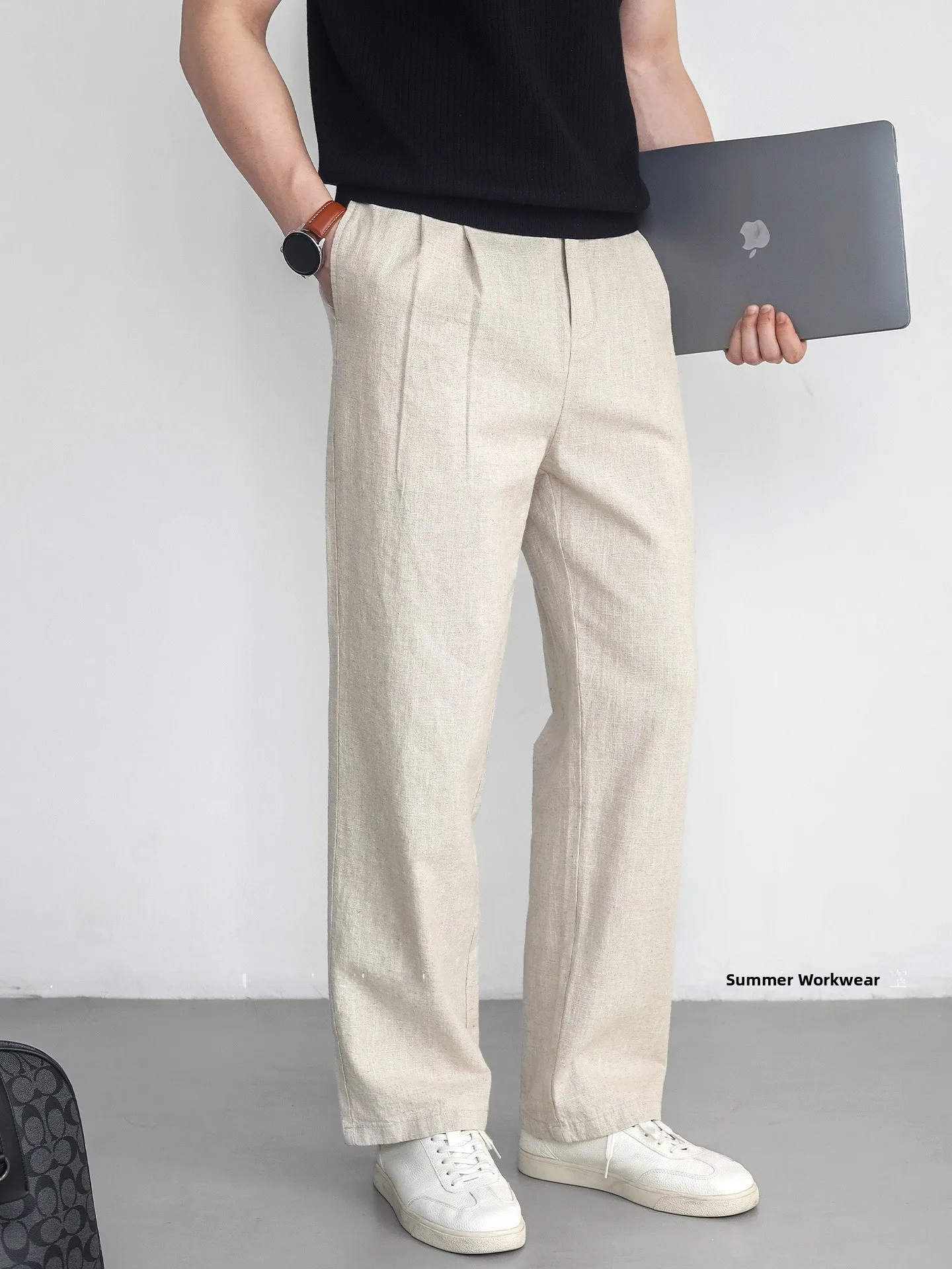 Natural Flax Cotton Fiber Wrinkled Texture Double Pleat Design Straight Leg Men's Summer Casual Commute Pants Trousers
Natural Flax Cotton Fiber Wrinkled Texture Double Pleat Design Straight Leg Men's Summer Casual Commute Pants Trousers