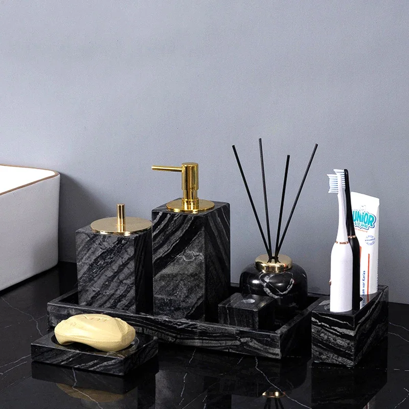 Ancient Wood Grain Natural Marble Bathroom Set Retro Antique Luxury Soap Dispenser Toothbrush Holder Tray Bathroom Accessories
Ancient Wood Grain Natural Marble Bathroom Set Retro Antique Luxury Soap Dispenser Toothbrush Holder Tray Bathroom Accessories