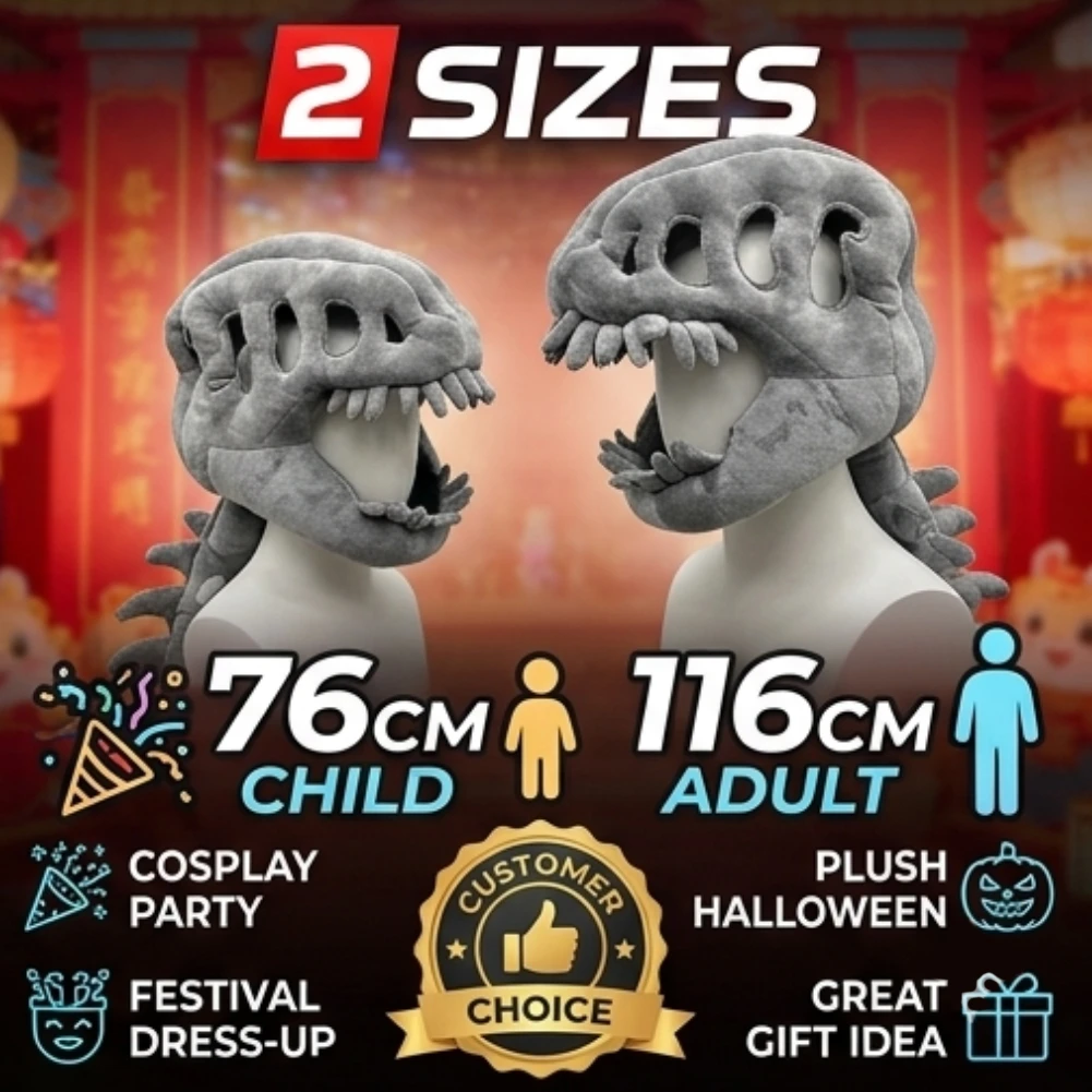 Novelty Dinosaur Skeleton Plush Hat Dino Fossil Cosplay Props Halloween Costume for Kids Adults Party Favors 76cm 116cm Size
Novelty Dinosaur Skeleton Plush Hat Dino Fossil Cosplay Props Halloween Costume for Kids Adults Party Favors 76cm 116cm Size