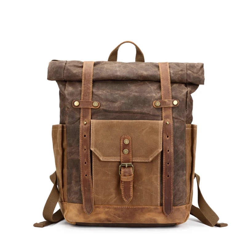 Hot Kf-Vintage Oil Waxed Canvas Leather Backpack Large Capacity Teenager Traveling Waterproof Daypacks 14 Inch Laptops Rucksack
Hot Kf-Vintage Oil Waxed Canvas Leather Backpack Large Capacity Teenager Traveling Waterproof Daypacks 14 Inch Laptops Rucksack