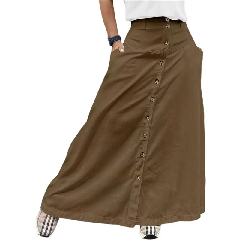 CYL-Женские длинные плиссированные юбки макси с высокой талией, на пуговицах, А-силуэт, с карманами, коричневые, размер S
CYL-Женские длинные плиссированные юбки макси с высокой талией, на пуговицах, А-силуэт, с карманами, коричневые, размер S