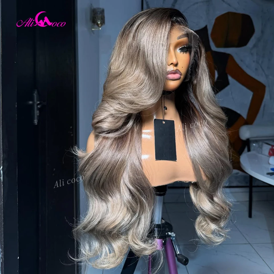 180 Density Ombre Black and Dark Shiny Grey Colored 5x5 Lace Closure Body Wave Human Hair Wig 13x6 HD Lace Frontal Wigs
180 Density Ombre Black and Dark Shiny Grey Colored 5x5 Lace Closure Body Wave Human Hair Wig 13x6 HD Lace Frontal Wigs