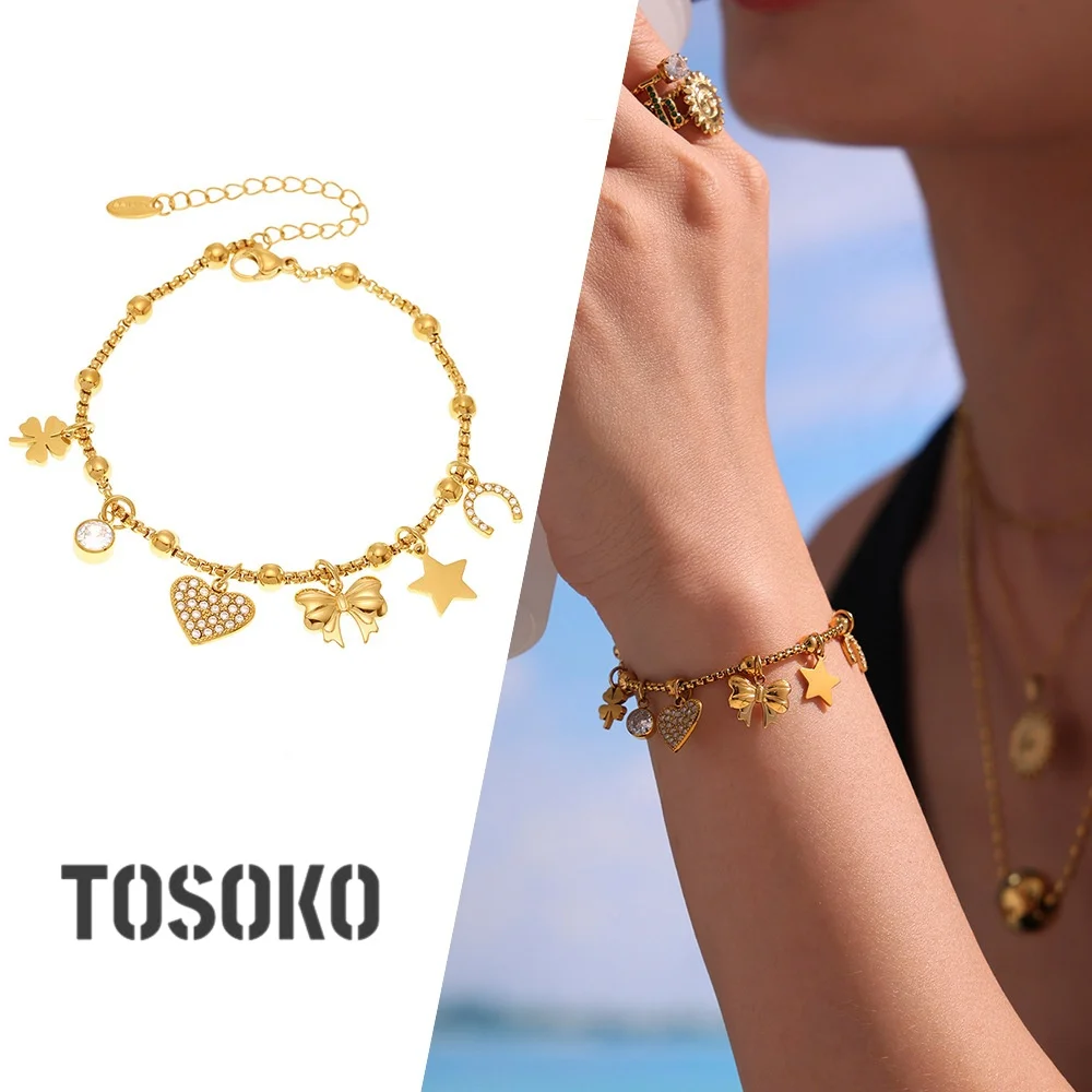 TOSOKO 5A Zircon Love Bow Multi accessory Bracelet Foot Chain Fashionable and Popular Stainless Steel Gilded Jewelry E635
TOSOKO 5A Zircon Love Bow Multi accessory Bracelet Foot Chain Fashionable and Popular Stainless Steel Gilded Jewelry E635