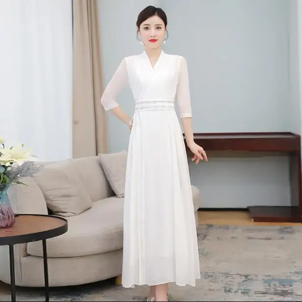 Hanfu Dress Women Summer Long Chinese Style Chiffon Improve White Vintage Fairy
Hanfu Dress Women Summer Long Chinese Style Chiffon Improve White Vintage Fairy