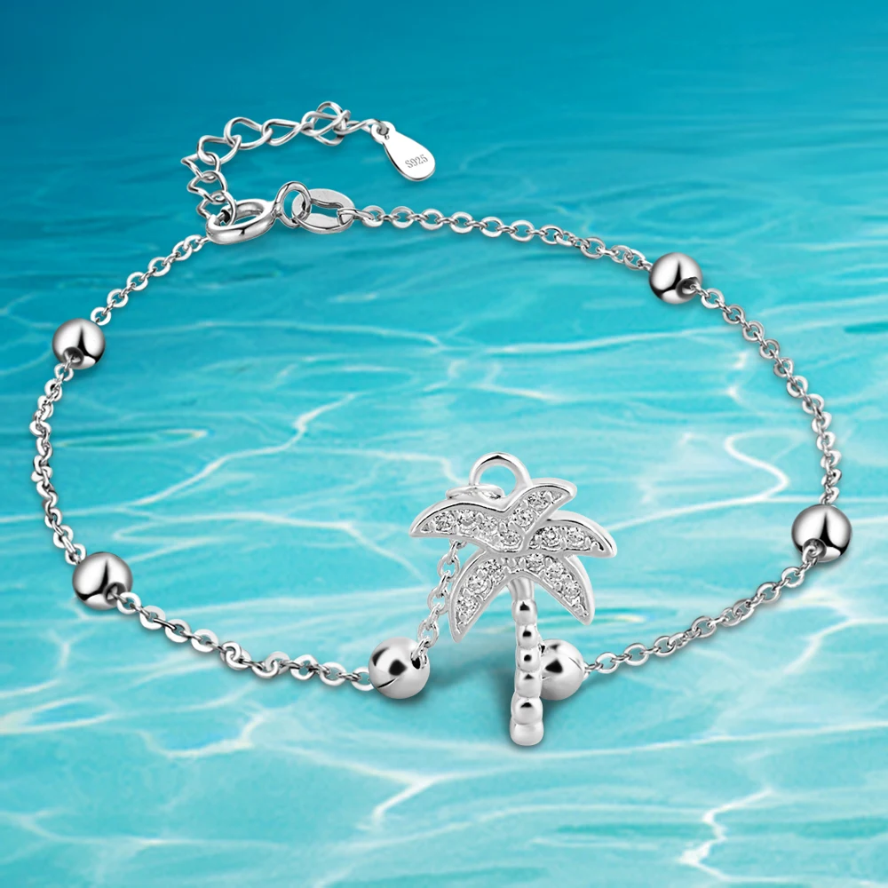 Sweet Beach Coconut Tree Bracelet 925 Sterling Silver Tree Bracelet For Women Shiny zircon Charm Beracelet Women's Jewelry Gift
Sweet Beach Coconut Tree Bracelet 925 Sterling Silver Tree Bracelet For Women Shiny zircon Charm Beracelet Women's Jewelry Gift