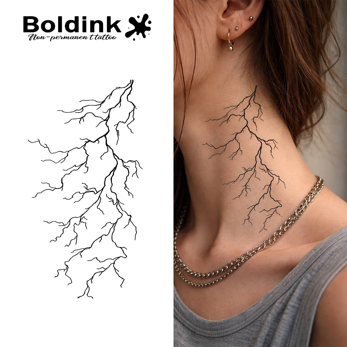 BOLDINK Cool Lightning Moisturizing Tattoo Sticker Unisex Fashionable Easy Apply Waterproof Sweatproof Long Lasting 1-2 Week
BOLDINK Cool Lightning Moisturizing Tattoo Sticker Unisex Fashionable Easy Apply Waterproof Sweatproof Long Lasting 1-2 Week