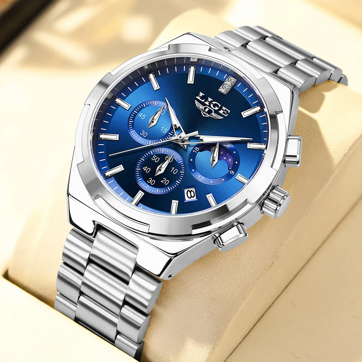 LIGE Luxury Man Wristwatch Military Waterproof Luminous Chronograph Men Watch Stainless Steel Moon Phase Men's Quartz Watches
LIGE Luxury Man Wristwatch Military Waterproof Luminous Chronograph Men Watch Stainless Steel Moon Phase Men's Quartz Watches