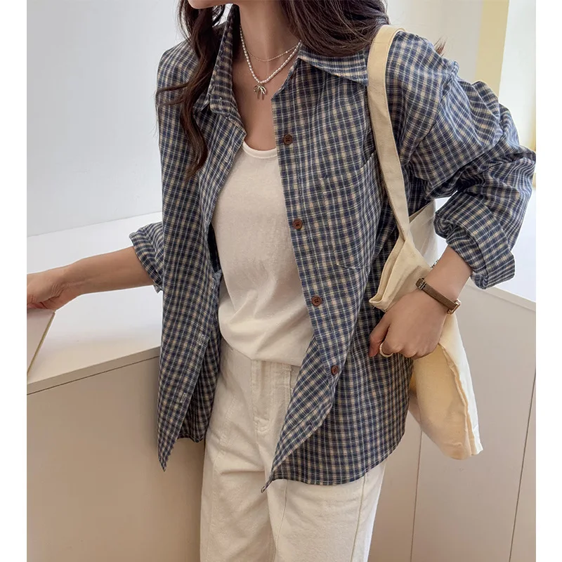 2026 New Korean Plaid Shirt Jacket Women's Spring And Summer Sunscreen Loose Casual Lazy Style Long-sleeved Shirt
2026 New Korean Plaid Shirt Jacket Women's Spring And Summer Sunscreen Loose Casual Lazy Style Long-sleeved Shirt