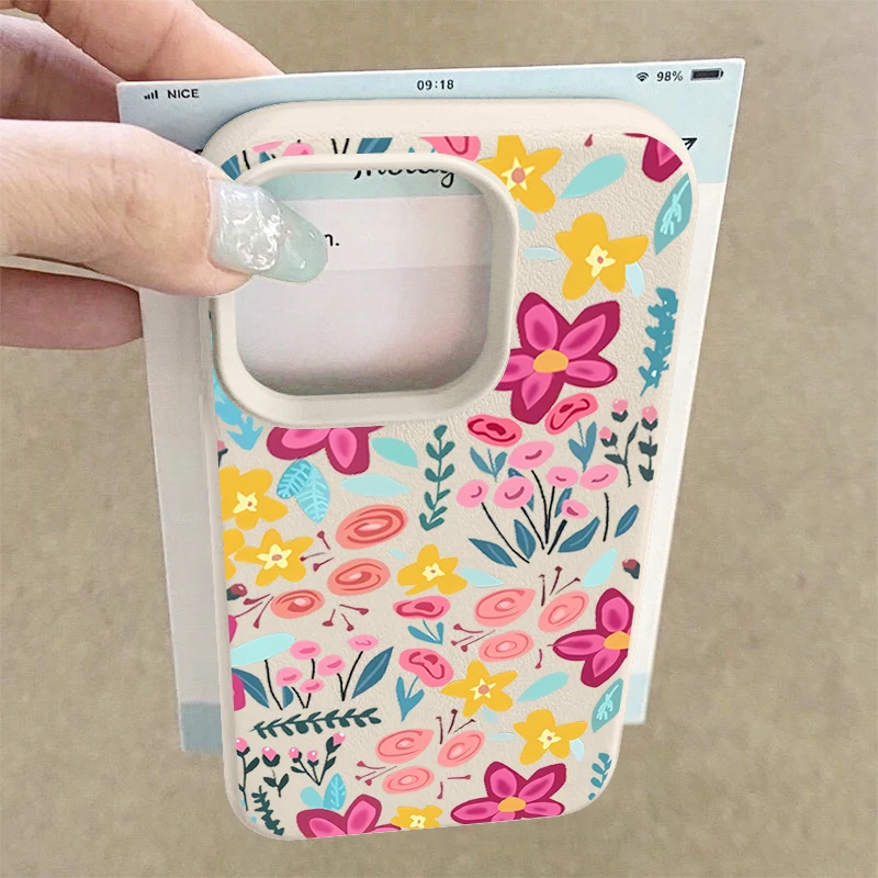 Чехол для телефона с разноцветными цветами для iPhone Air 17 16e 16 15 14 Pro Max 13 12 17 Pro 11, текстура кожи, противоударный мягкий чехол из ТПУ 
Чехол для телефона с разноцветными цветами для iPhone Air 17 16e 16 15 14 Pro Max 13 12 17 Pro 11, текстура кожи, противоударный мягкий чехол из ТПУ