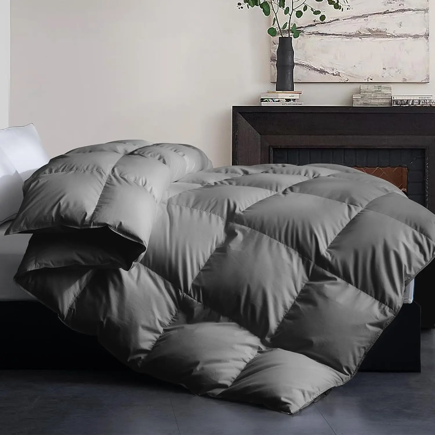 Fluffy Grey All Season Feather Down Comforter - Ultra Soft Cotton Cover, Hotel Bedding with Corner Tabs, 82x86 Inches
Fluffy Grey All Season Feather Down Comforter - Ultra Soft Cotton Cover, Hotel Bedding with Corner Tabs, 82x86 Inches