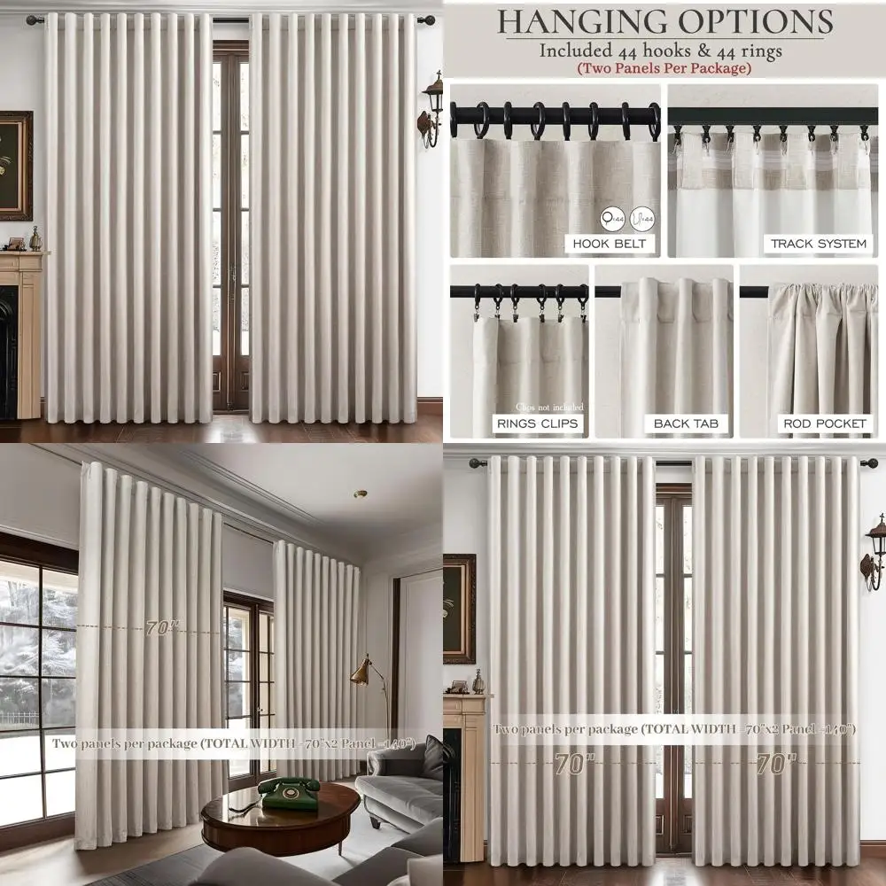 70 Ширина, 108-длинные затемняющие шторы — набор из 2 предметов для раздвижных дверей, современная плиссированная смесь льна
70 Ширина, 108-длинные затемняющие шторы — набор из 2 предметов для раздвижных дверей, современная плиссированная смесь льна