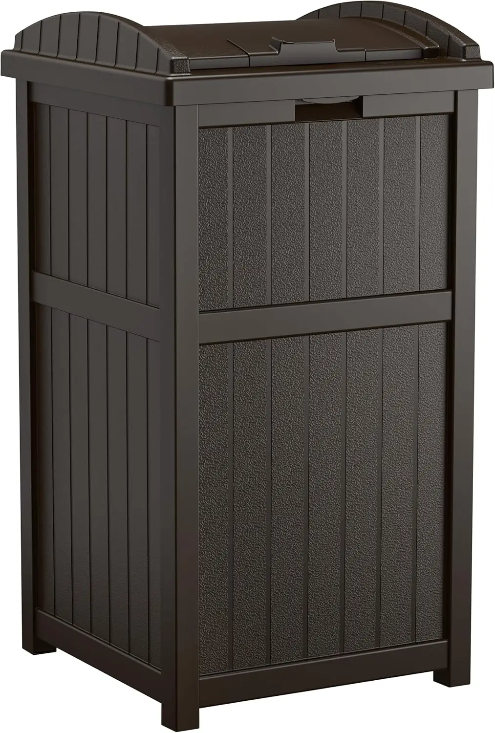 33 Gallon Durable Plastic Outdoor Garbage Can with Secure Lid and Wicker Design for Backyards, Decks, or Patios in Java Brown
33 Gallon Durable Plastic Outdoor Garbage Can with Secure Lid and Wicker Design for Backyards, Decks, or Patios in Java Brown