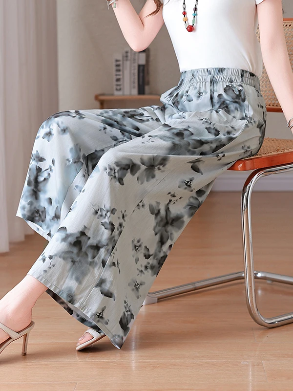 Summer New Cotton Silk Elastic High Waist Mom Wide Leg Pants Floral Print High End Nine Points Skirt Pants Women Outerwear
Summer New Cotton Silk Elastic High Waist Mom Wide Leg Pants Floral Print High End Nine Points Skirt Pants Women Outerwear