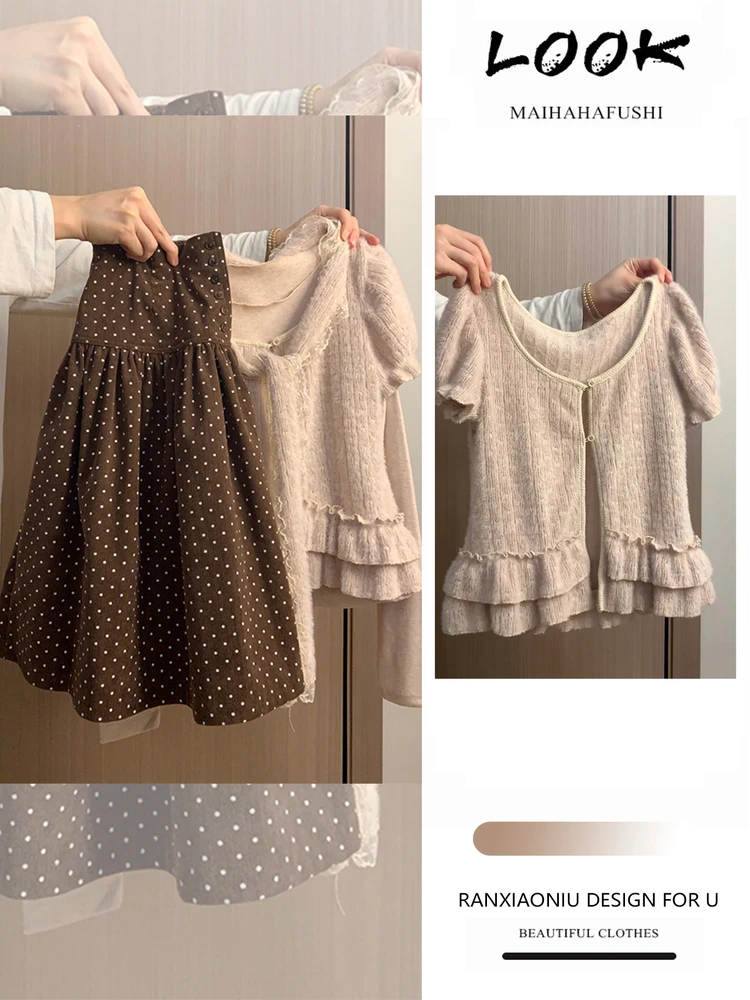 Korean Sle Women's Spring Outfit Casual Base Layer irt Outerwear Polka Dot f Skirt Tee-Piece Set Commute Faion
Korean Sle Women's Spring Outfit Casual Base Layer irt Outerwear Polka Dot f Skirt Tee-Piece Set Commute Faion