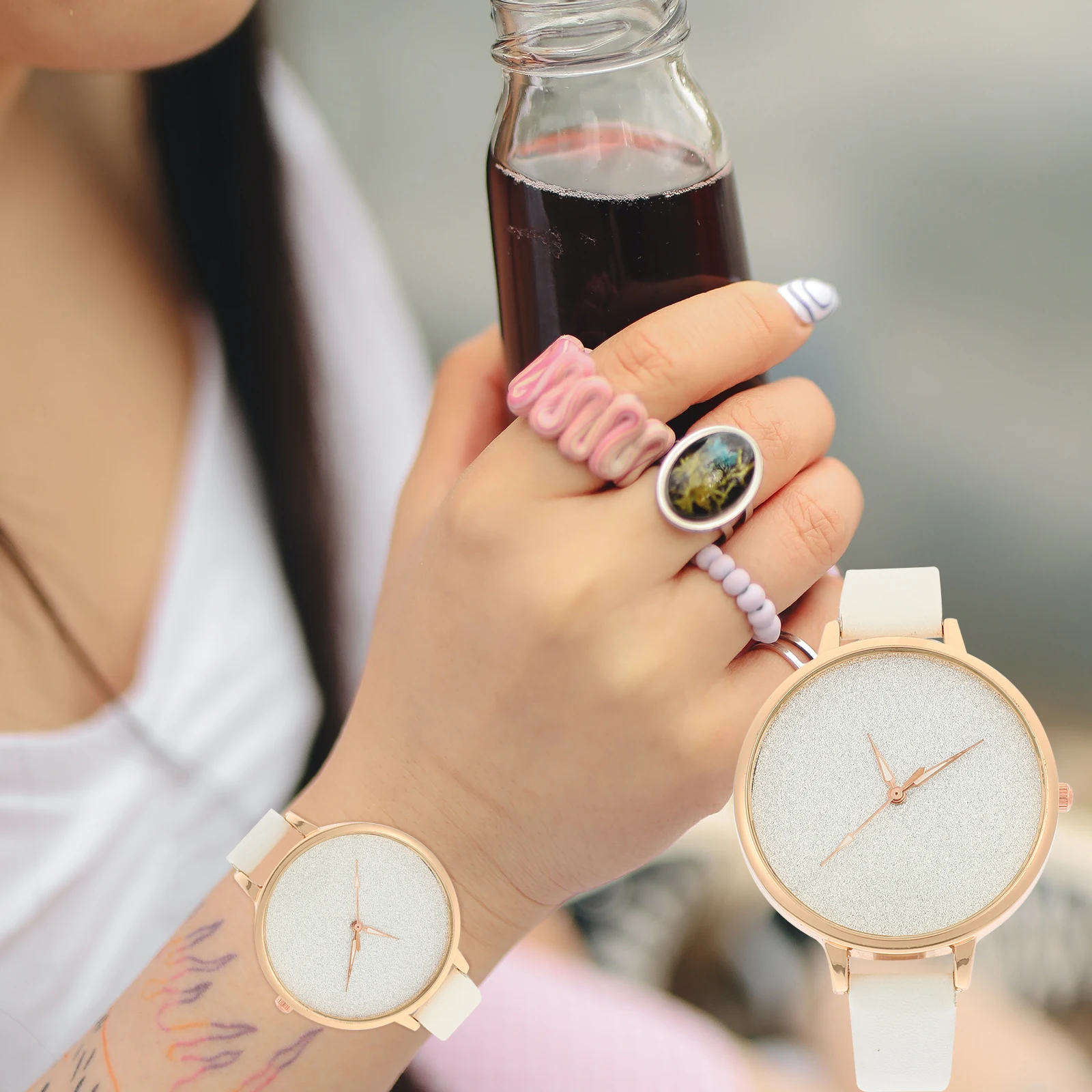 Fashion Women Watch Elegant PU Adjustable Glitter Dial Students Daily Wear Quartz Wristwatch Ladies Timepiece Gift
Fashion Women Watch Elegant PU Adjustable Glitter Dial Students Daily Wear Quartz Wristwatch Ladies Timepiece Gift
