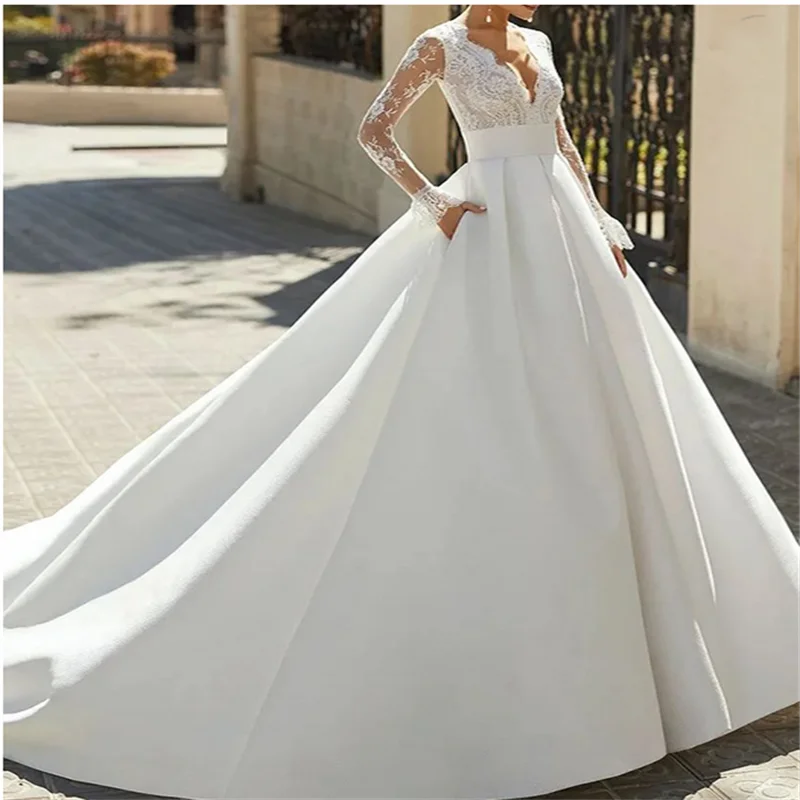 A Line Customized Princess 한국웨딩드레스 Wedding Dresses 2025 For Bride Elegant V Neack Long Sleeves Women Glitter Ball Bridal Gown
A Line Customized Princess 한국웨딩드레스 Wedding Dresses 2025 For Bride Elegant V Neack Long Sleeves Women Glitter Ball Bridal Gown
