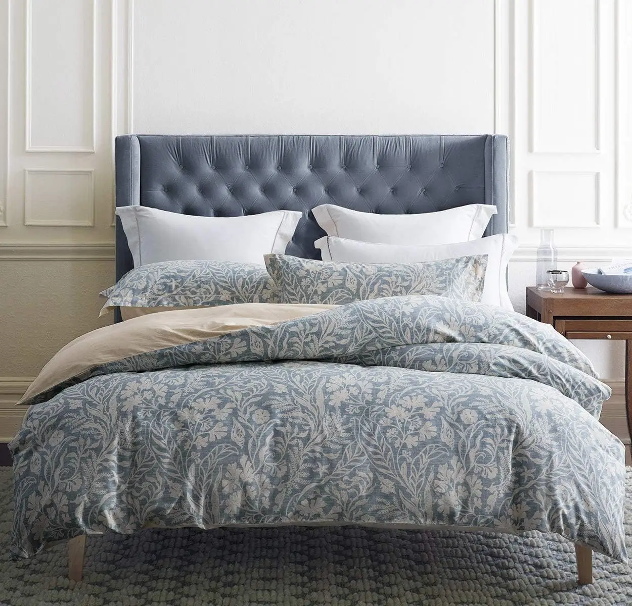 Duvet Cover Queen Size 600 Thread Count Cotton Beige & Bluish Grey Reversible Botanical Comforter Cover Set 3Pcs
Duvet Cover Queen Size 600 Thread Count Cotton Beige & Bluish Grey Reversible Botanical Comforter Cover Set 3Pcs