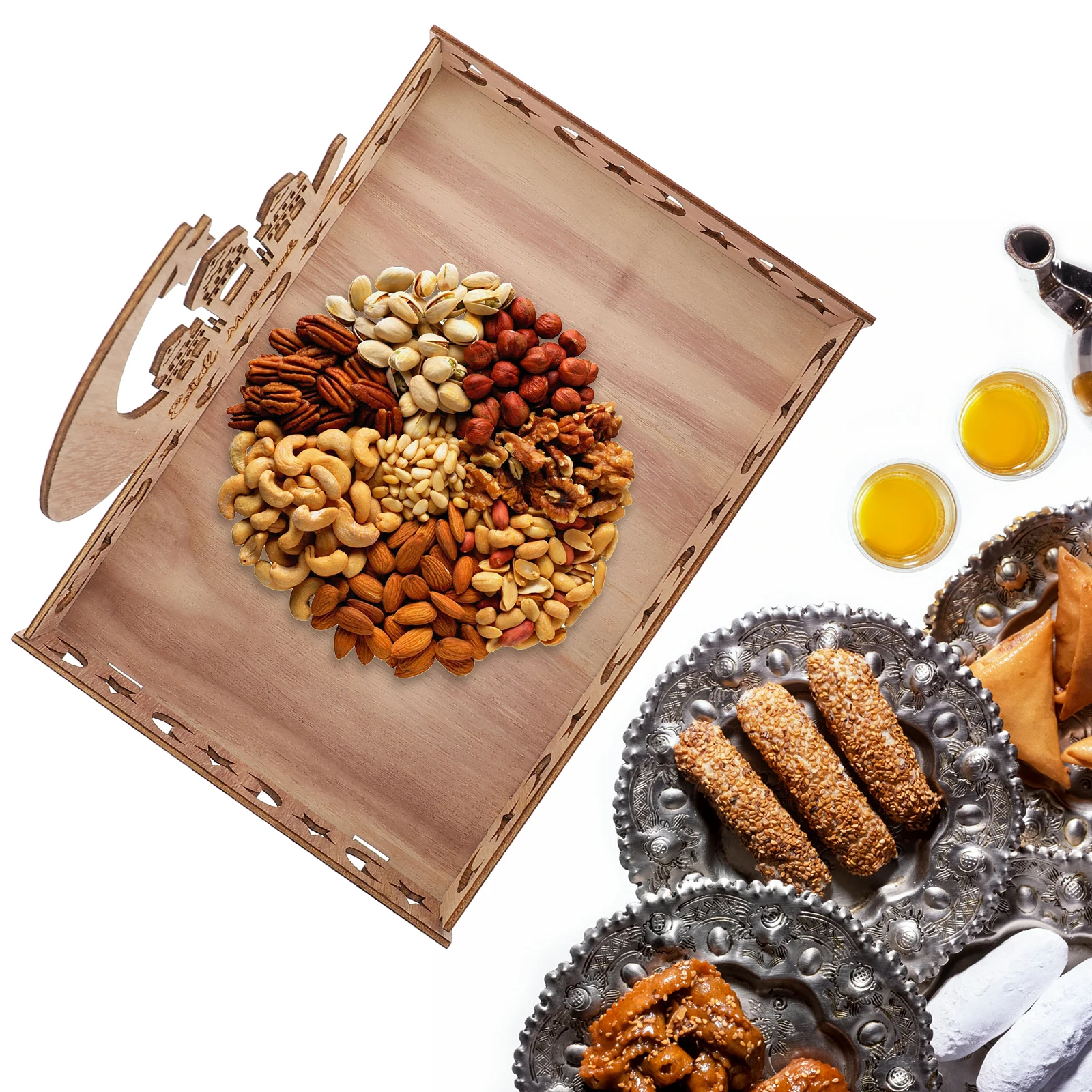 Dessert Tray Ornaments Eid Snack Decorations Candy Serving Plate Platter Wood for Mubarak Trays
Dessert Tray Ornaments Eid Snack Decorations Candy Serving Plate Platter Wood for Mubarak Trays
