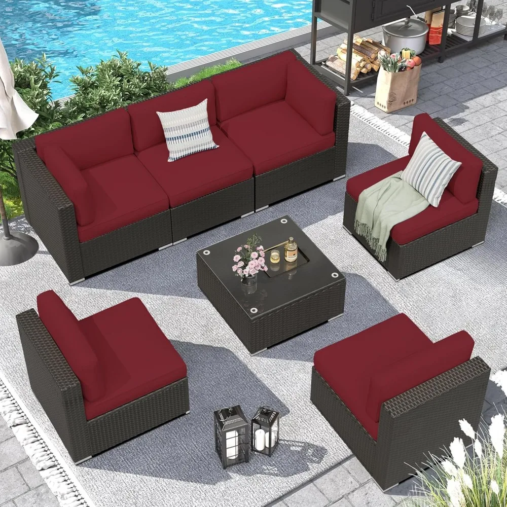 7 Piece Outdoor Patio Furniture Set All-Weather Sectional Sofa Outside Couch, Manual Weaving PE Wicker Rattan Conversation Set
7 Piece Outdoor Patio Furniture Set All-Weather Sectional Sofa Outside Couch, Manual Weaving PE Wicker Rattan Conversation Set