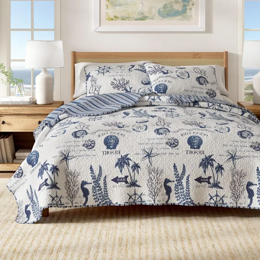 Twin Twin XL Coastal Bedding Set, Summer Coastal Quilt with Sham, Beach 2Piece Reversible All Season Bedspread Quilt Set. Lightw
Twin Twin XL Coastal Bedding Set, Summer Coastal Quilt with Sham, Beach 2Piece Reversible All Season Bedspread Quilt Set. Lightw