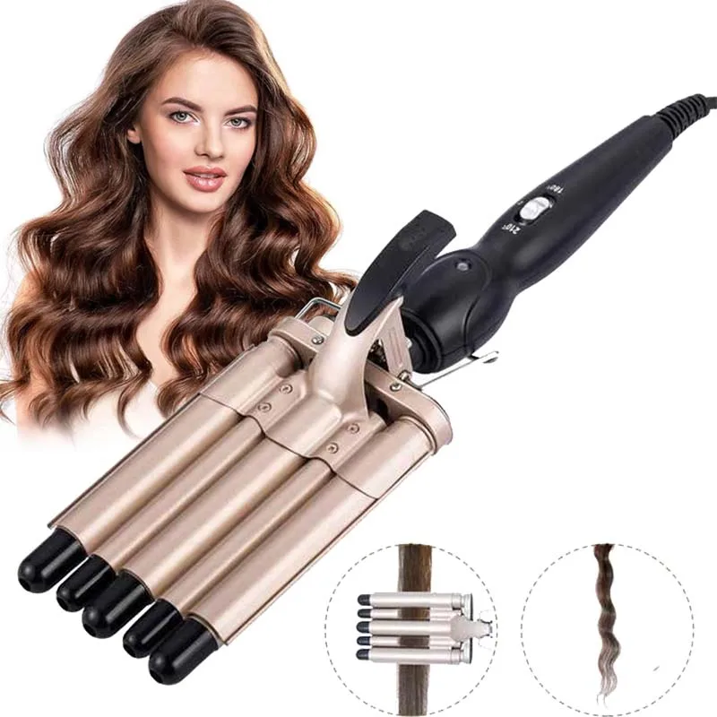 Electric 5 Bucket Hair Crimper Curling Iron Ceramic Crimpers Wavers Curler Wand Fast Heating Five 5 Barrels Hair Waver Tools
Electric 5 Bucket Hair Crimper Curling Iron Ceramic Crimpers Wavers Curler Wand Fast Heating Five 5 Barrels Hair Waver Tools