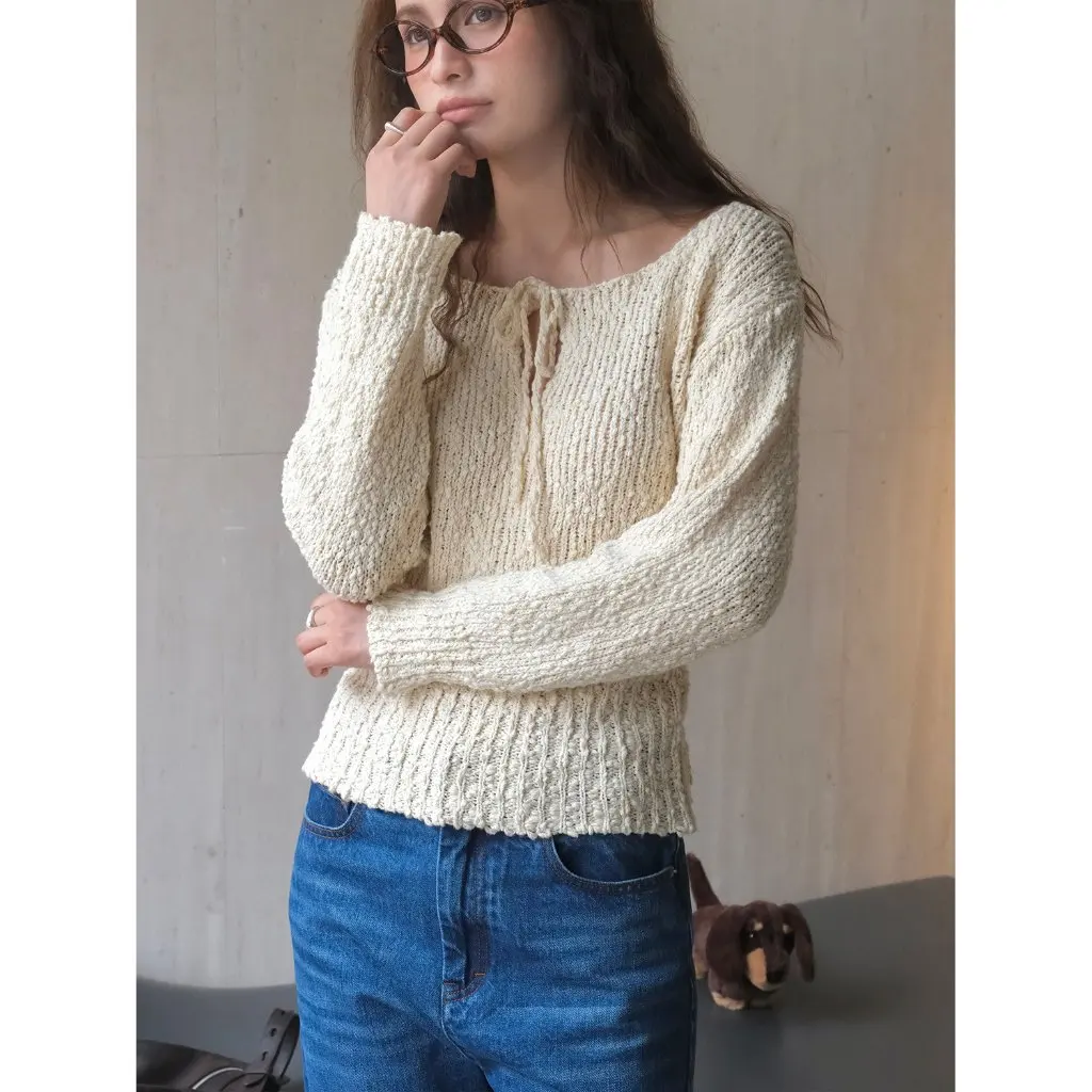 Women's Korean Style Lace-up Texture Knitted Sweater Slim-fit Soft Waxy Skin-friendly Fashion Top for Autumn New
Women's Korean Style Lace-up Texture Knitted Sweater Slim-fit Soft Waxy Skin-friendly Fashion Top for Autumn New