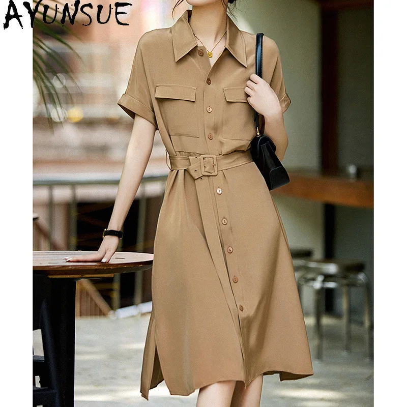 AYUNSUE Heavy Crepe Mulberry Silk Shirt Dresses for Women Elegant Commuting Dress Woman Summer Dresses Woman Clothes Ropa Mujer
AYUNSUE Heavy Crepe Mulberry Silk Shirt Dresses for Women Elegant Commuting Dress Woman Summer Dresses Woman Clothes Ropa Mujer