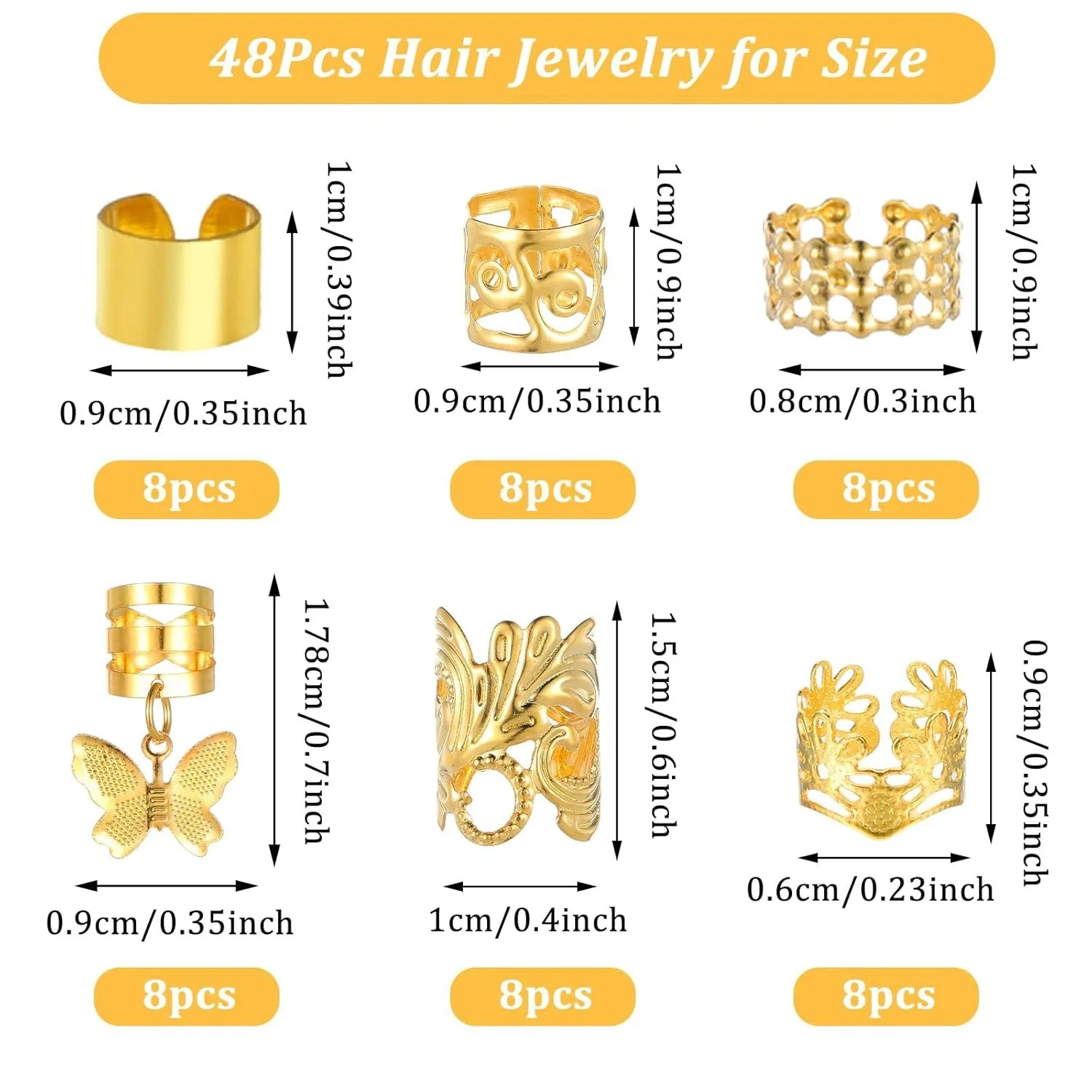 Fashion 48 Piece Butterfly Dreadlock Hair Ring Ear Cuff Set for DIY Wig Craft Combo Material Kit
Fashion 48 Piece Butterfly Dreadlock Hair Ring Ear Cuff Set for DIY Wig Craft Combo Material Kit