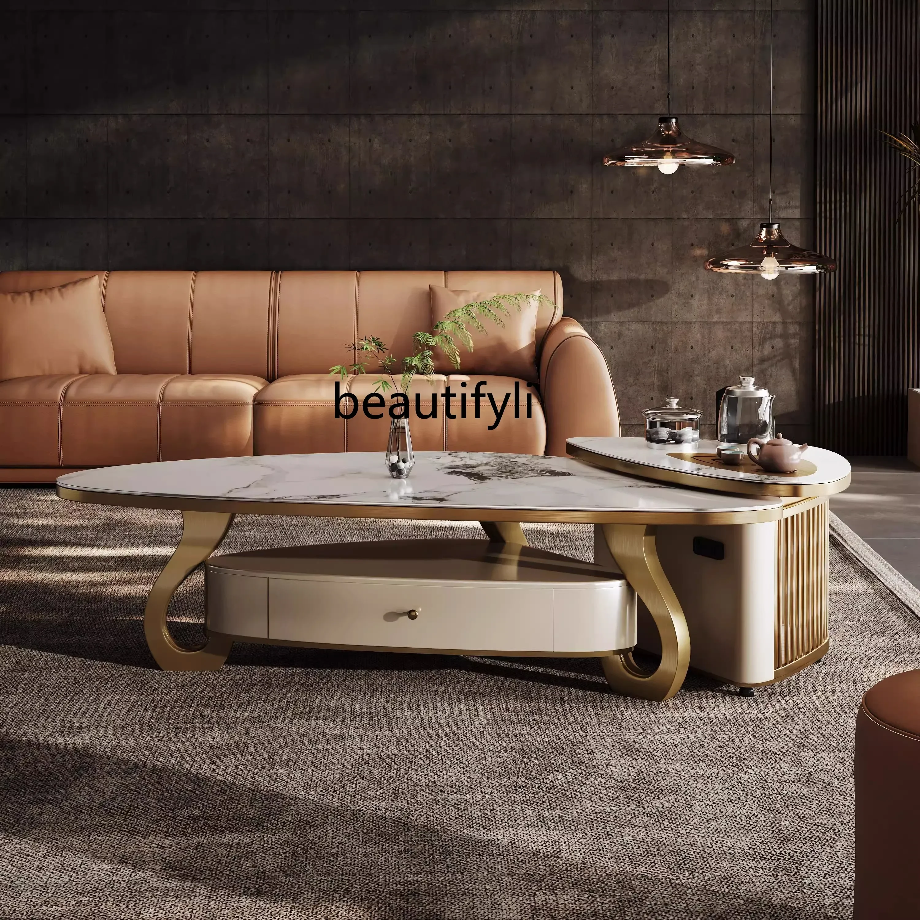 Rock slab coffee table Modern movable living room Multifunctional light luxury small apartment Kung Fu tea table combination
Rock slab coffee table Modern movable living room Multifunctional light luxury small apartment Kung Fu tea table combination