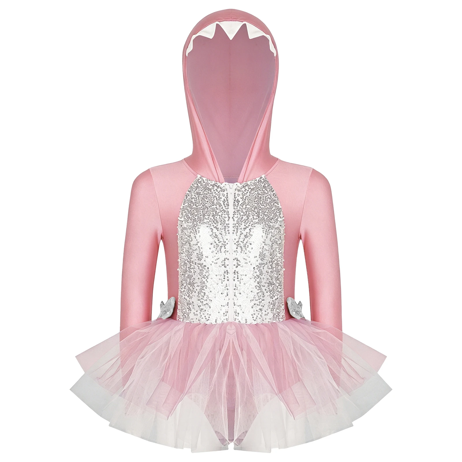 Kids Girls Shark Costume Long Sleeve Sequin Hooded Ballet Dress with Fin and Bowknots for Halloween Themed Party Fancy Dress Up
Kids Girls Shark Costume Long Sleeve Sequin Hooded Ballet Dress with Fin and Bowknots for Halloween Themed Party Fancy Dress Up