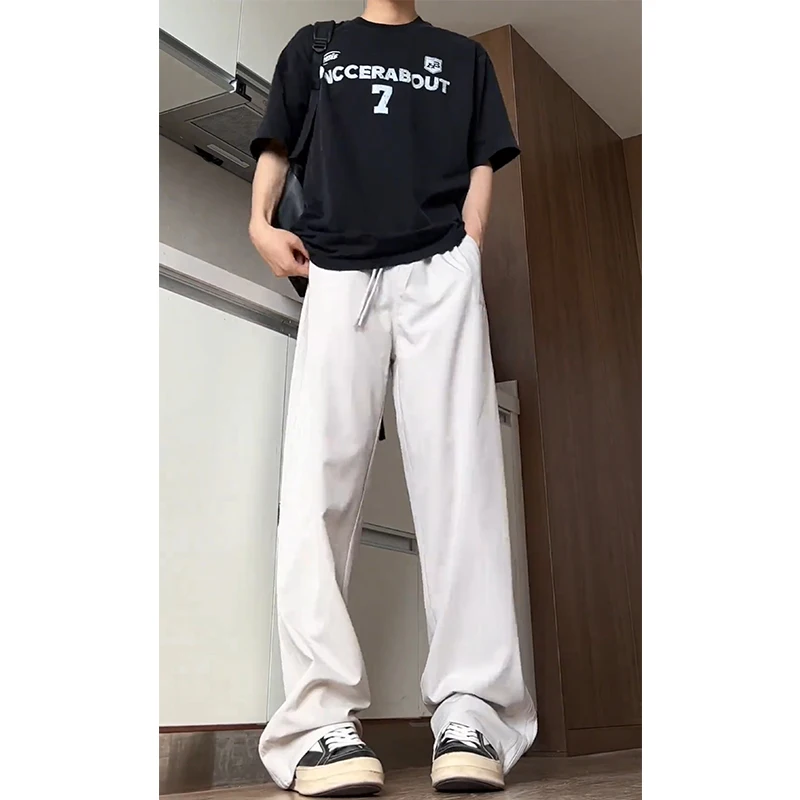 White Pleated Ice Silk Men's Casual Pants Summer American Vibe Straight Leg Trousers Drapey High-End Feeling Knife Pants
White Pleated Ice Silk Men's Casual Pants Summer American Vibe Straight Leg Trousers Drapey High-End Feeling Knife Pants