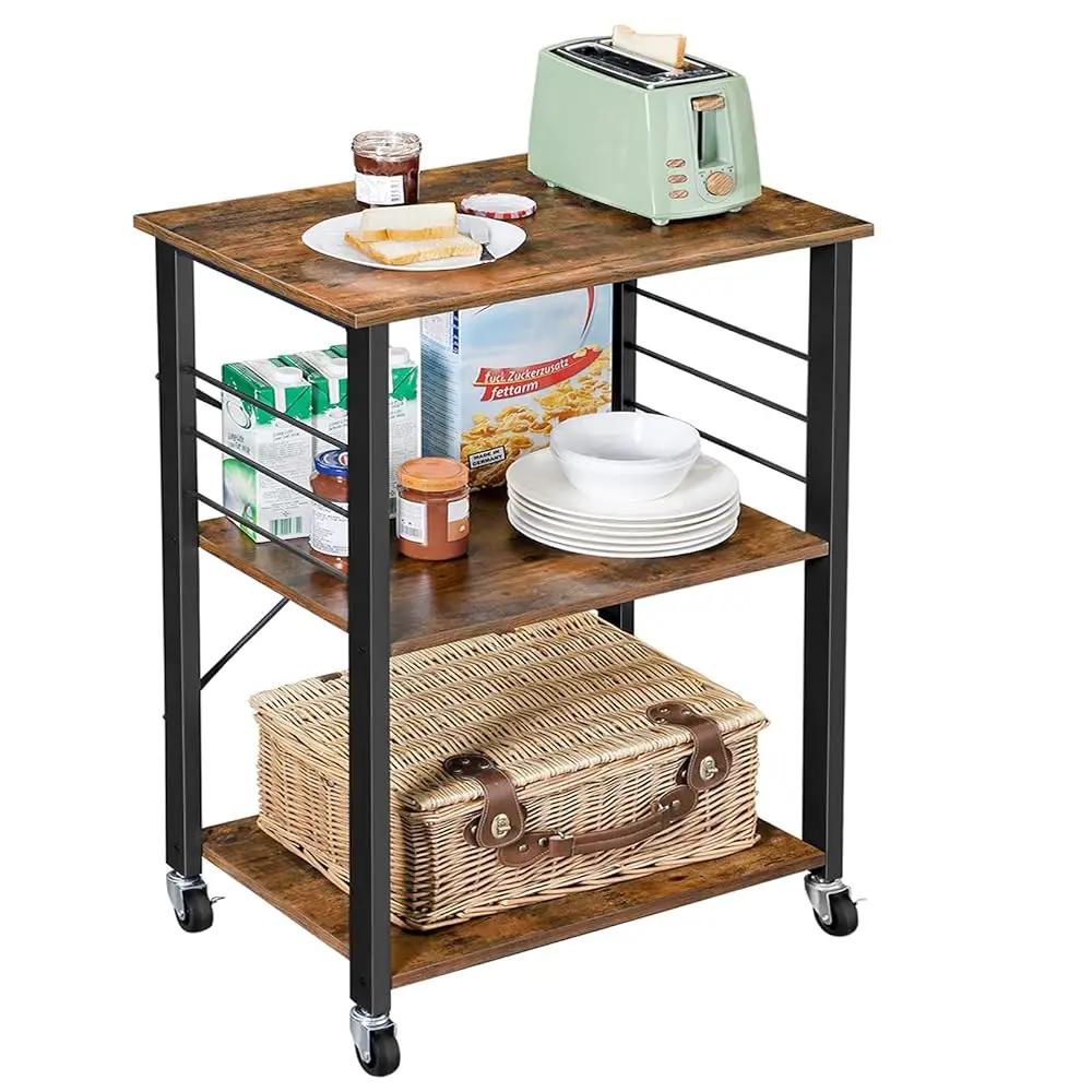 Kitchen Shelf On Wheels, Serving Cart With 3 Shelves, Kitchen Cart, Microwave Shelf, For Mini Oven, Toaster, With 6 Hooks,
Kitchen Shelf On Wheels, Serving Cart With 3 Shelves, Kitchen Cart, Microwave Shelf, For Mini Oven, Toaster, With 6 Hooks,
