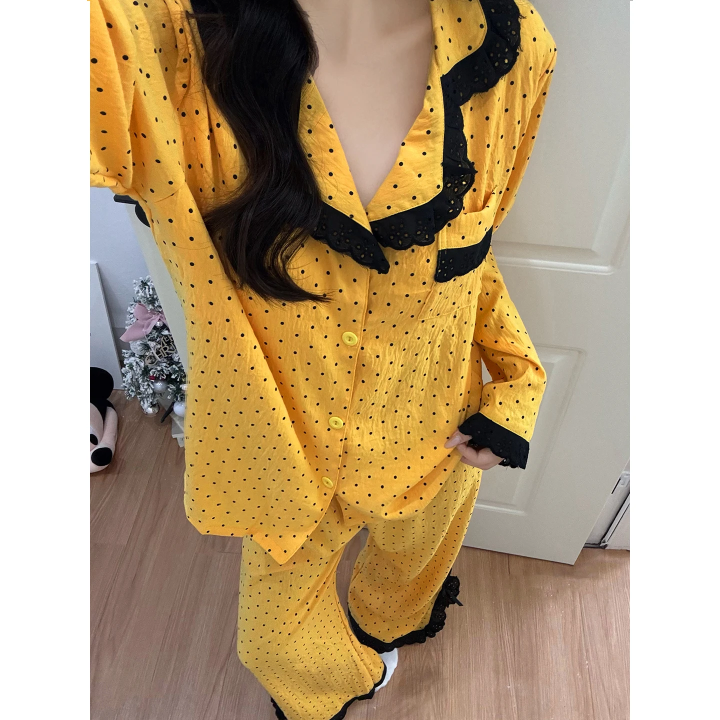 Pajama Sets For Couples Women Seasonal Tie Front Frill Cute Vintage Sweet Polyester Loungewear Homewear Daily Sleeping All-Match
Pajama Sets For Couples Women Seasonal Tie Front Frill Cute Vintage Sweet Polyester Loungewear Homewear Daily Sleeping All-Match