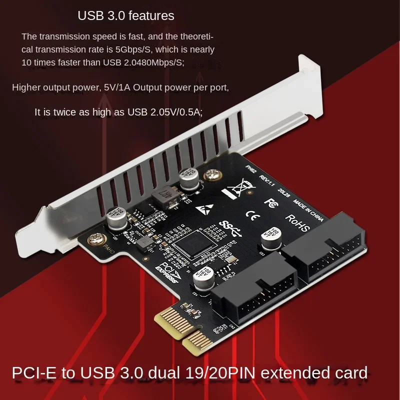 USB3 PCI Express Adapter PCI E To USB 3.0 Dual 19/20pin Converter Controller PCIe X1 USB Extended USB3.0 PCI-e Expansion Card
USB3 PCI Express Adapter PCI E To USB 3.0 Dual 19/20pin Converter Controller PCIe X1 USB Extended USB3.0 PCI-e Expansion Card