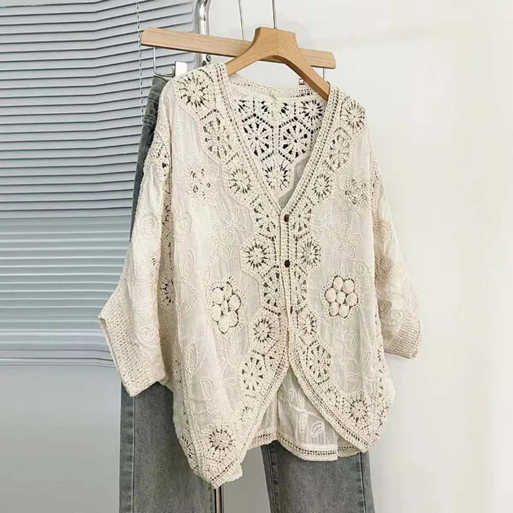 Fashion Floral Lace Crochet Cardigan Open Front Cropped Length Lace Shrug V-Neck 3/4 Sleeves Boho Cardigan Summer Wear
Fashion Floral Lace Crochet Cardigan Open Front Cropped Length Lace Shrug V-Neck 3/4 Sleeves Boho Cardigan Summer Wear