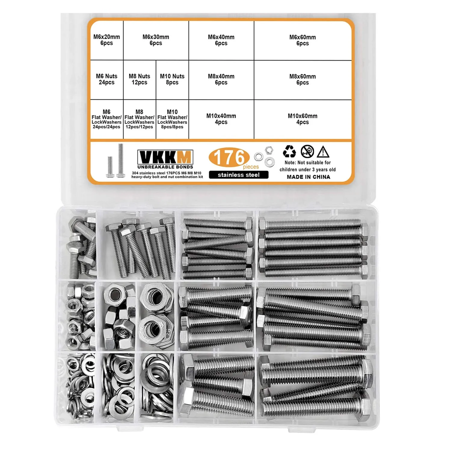 VKKM 176 шт. серебряные внешние шестигранные болты, подходят для различных механических оборудования, где требуется фиксация болтов.
VKKM 176 шт. серебряные внешние шестигранные болты, подходят для различных механических оборудования, где требуется фиксация болтов.
