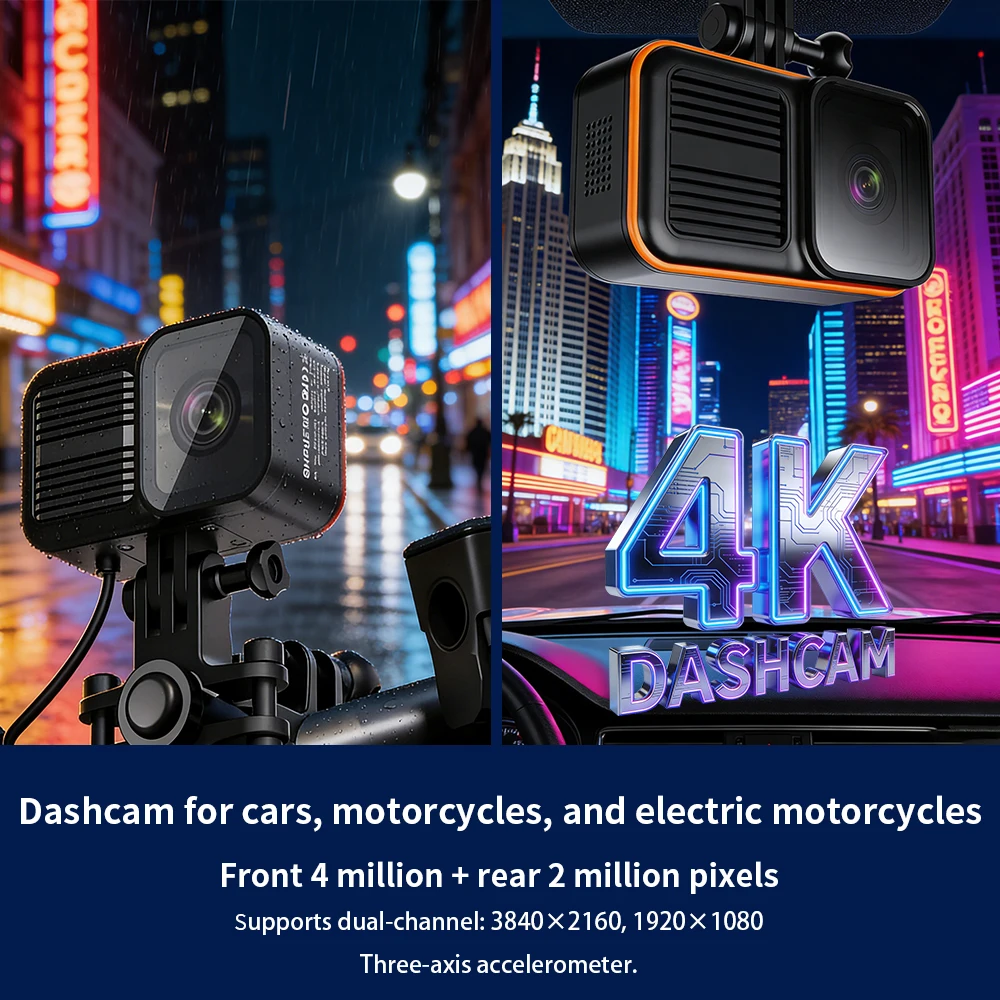 Car 4K 1080P Motorcycle Dash Cam Video Recorder 2Camera Full Body Waterproof IP66 DVR WiFi Front Rear Driving Accessories Bike
Car 4K 1080P Motorcycle Dash Cam Video Recorder 2Camera Full Body Waterproof IP66 DVR WiFi Front Rear Driving Accessories Bike