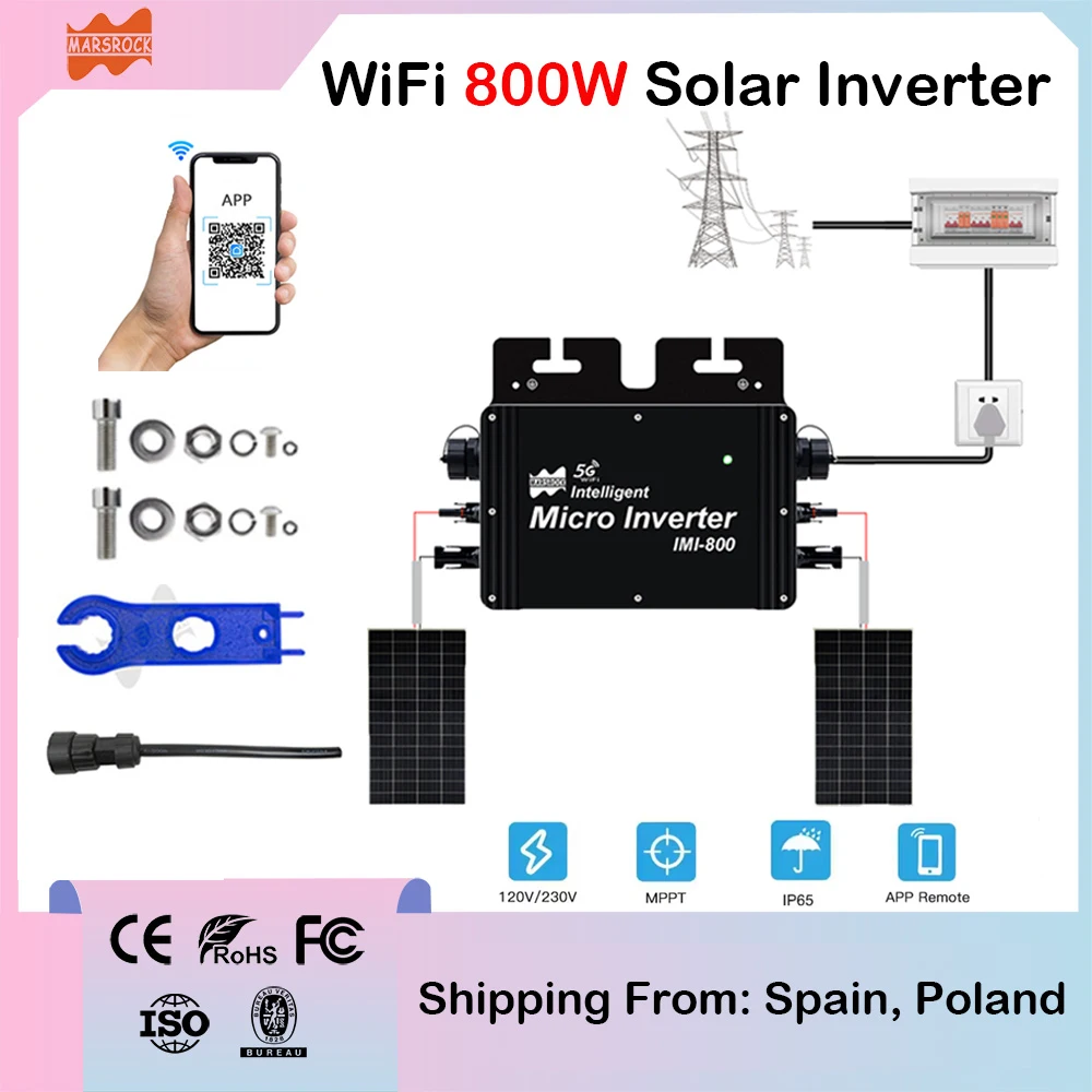 800W 20-50VDC to 230VAC Solar Grid-on Micro Inverter With WiFi Connection Function,IP67 Waterproof and With MPPT PV Converter
800W 20-50VDC to 230VAC Solar Grid-on Micro Inverter With WiFi Connection Function,IP67 Waterproof and With MPPT PV Converter