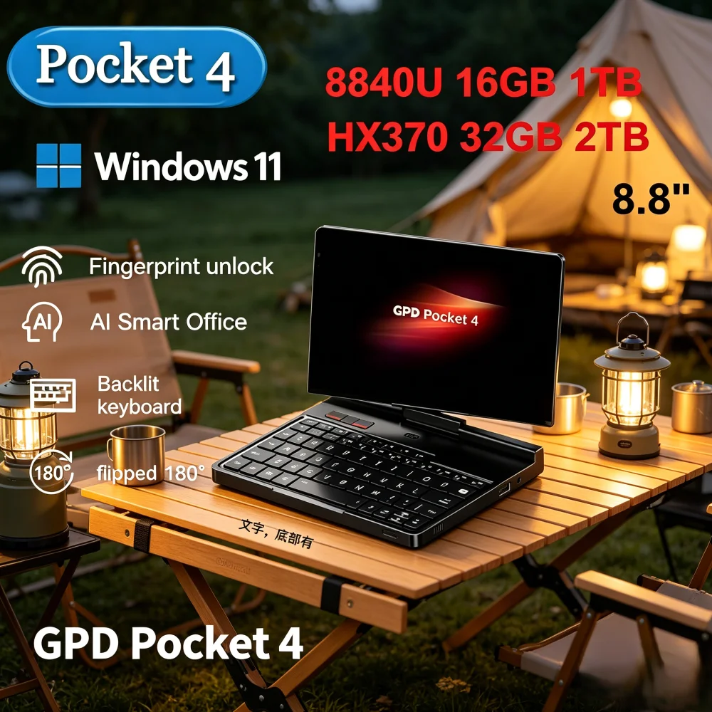 GPD Pocket 4 Pocket Computer 8.8-inch AMD AI 9 HX 370 64GB RAM Mini Notebook Handheld Computer for Business 2TB Portable Handhe
GPD Pocket 4 Pocket Computer 8.8-inch AMD AI 9 HX 370 64GB RAM Mini Notebook Handheld Computer for Business 2TB Portable Handhe