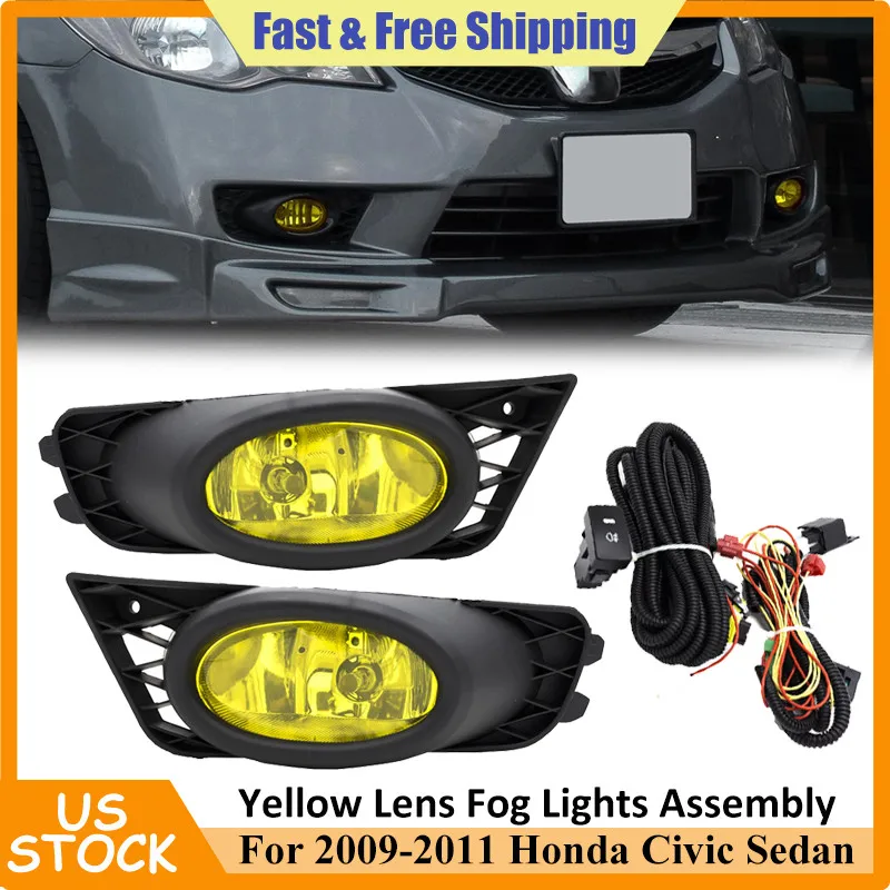 Pair For Honda Civic Sedan 2009-2011 Yellow Lens Fog Light Lamp W/ Bulb + Wiring
Pair For Honda Civic Sedan 2009-2011 Yellow Lens Fog Light Lamp W/ Bulb + Wiring