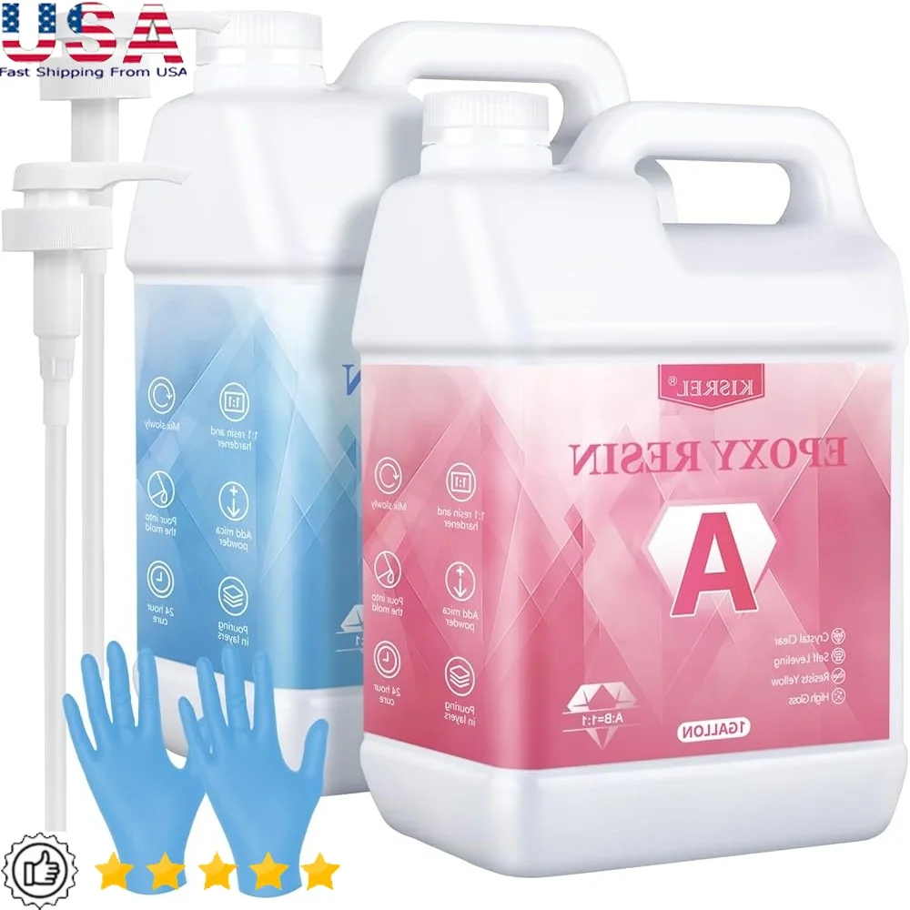 Epoxy Resin Kit 2 Gallon Crystal Clear No Yellowing No Bubble Art Resin Jewelry Making Wood Casting Durable Hardener
Epoxy Resin Kit 2 Gallon Crystal Clear No Yellowing No Bubble Art Resin Jewelry Making Wood Casting Durable Hardener