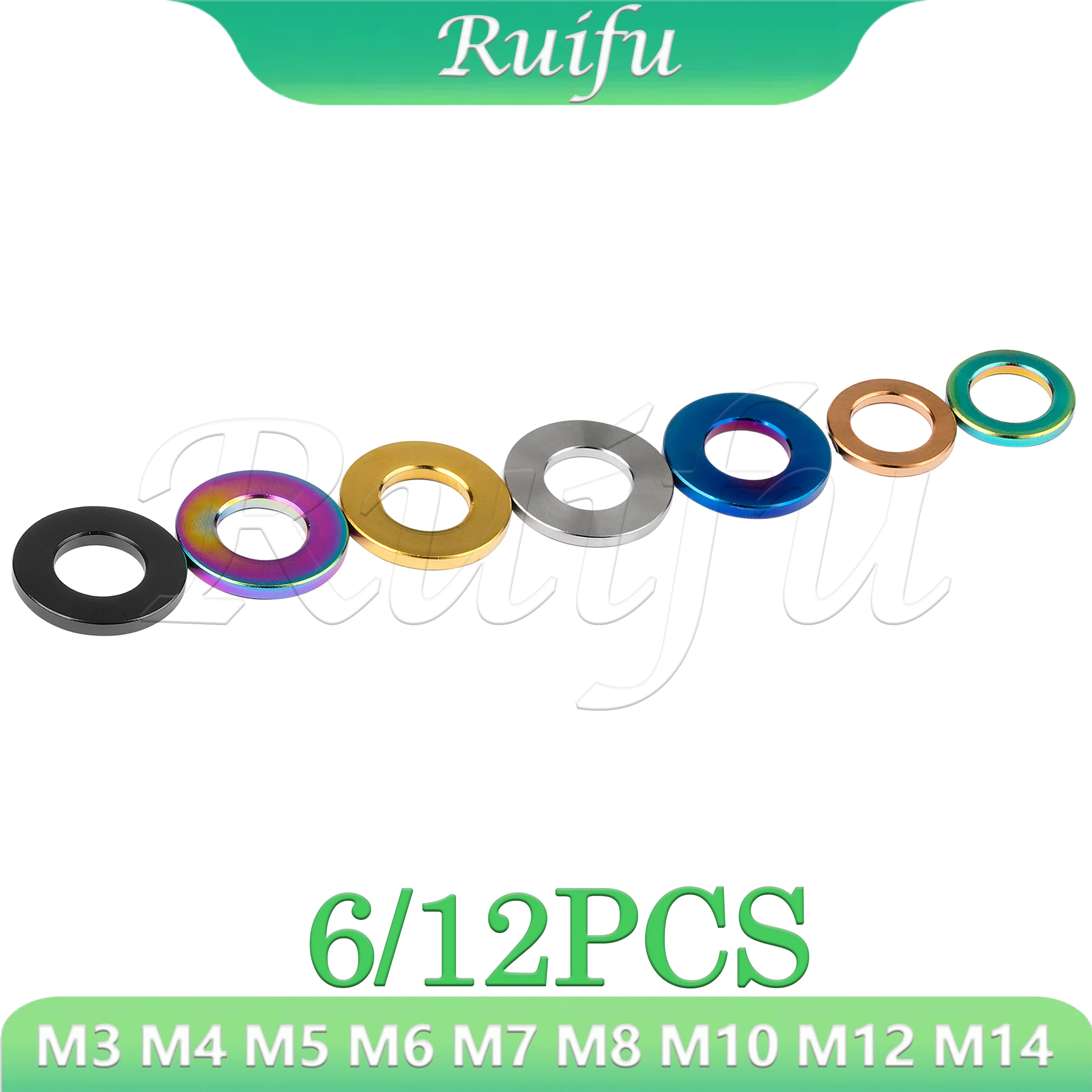 Ruifu Titanium Washers 6/12PCS M3 M4 M5 M6 M7 M8 M10 M12 M14 DIN912 Flat Spacer Gaskets for Motorcycle Car
Ruifu Titanium Washers 6/12PCS M3 M4 M5 M6 M7 M8 M10 M12 M14 DIN912 Flat Spacer Gaskets for Motorcycle Car