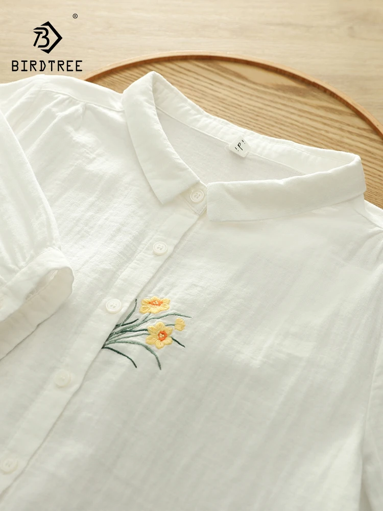 New 2025 Summer Cotton Yarn 3/4 Sleeve Shirt, Women Turn-down Collar Embroidery, Mori Girl Soft Artistic Loose Blouse T54356CC
New 2025 Summer Cotton Yarn 3/4 Sleeve Shirt, Women Turn-down Collar Embroidery, Mori Girl Soft Artistic Loose Blouse T54356CC