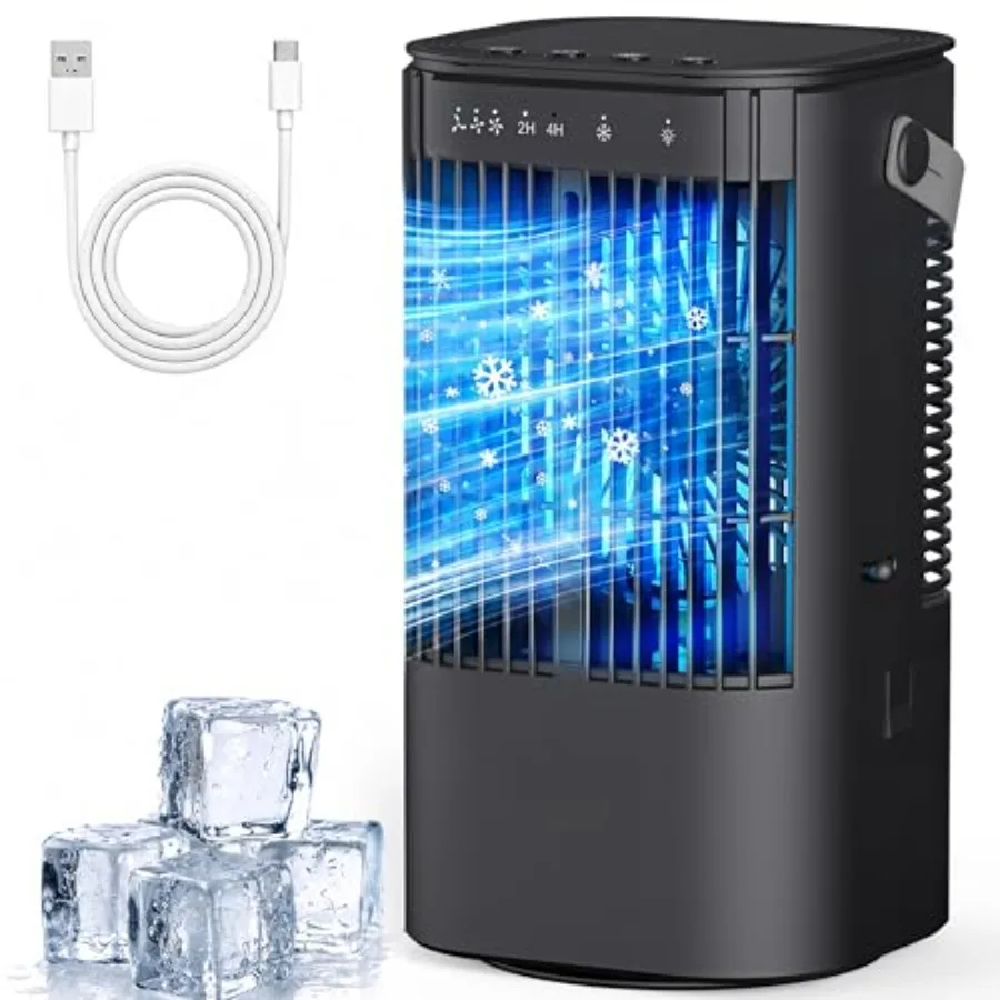 Portable air conditioner for bedroom, desktop, home, office; evaporative cooler with 1000ML tank, ABS plastic body, white; 4-in
Portable air conditioner for bedroom, desktop, home, office; evaporative cooler with 1000ML tank, ABS plastic body, white; 4-in