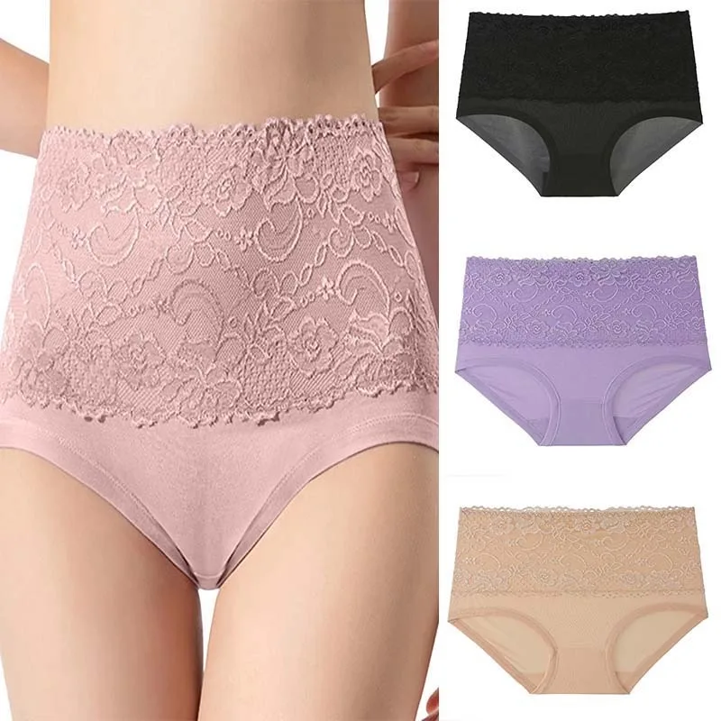 Women's High Waist Lace Briefs Plus Size Elastic Breathable Soft Comfortable Panties Solid Color Ladies Lingerie Underwear
Women's High Waist Lace Briefs Plus Size Elastic Breathable Soft Comfortable Panties Solid Color Ladies Lingerie Underwear