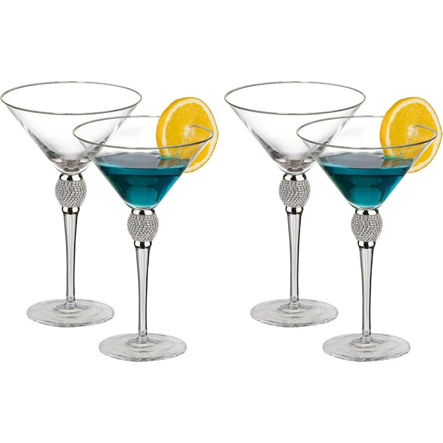 4 Piece Premium Clear Stem Crystal Martini Glasses with Gold Rim and Diamondlike Rhinestones for Elegant Cocktail Serving Ideal
4 Piece Premium Clear Stem Crystal Martini Glasses with Gold Rim and Diamondlike Rhinestones for Elegant Cocktail Serving Ideal