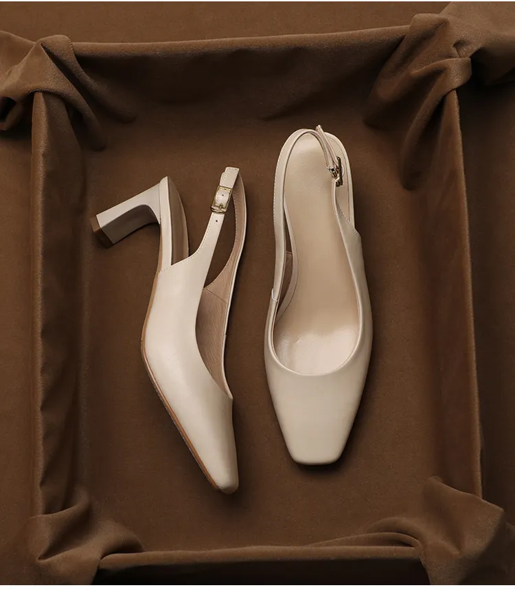 SHOEBOX Elegant genuine leather peep-toe sandals for women, summer new fashion block heel open back single shoes high heels
SHOEBOX Elegant genuine leather peep-toe sandals for women, summer new fashion block heel open back single shoes high heels